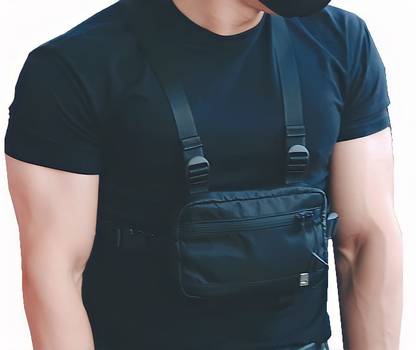 SR Fashion Men contrast mesh chest rig bag Shoulder Bag