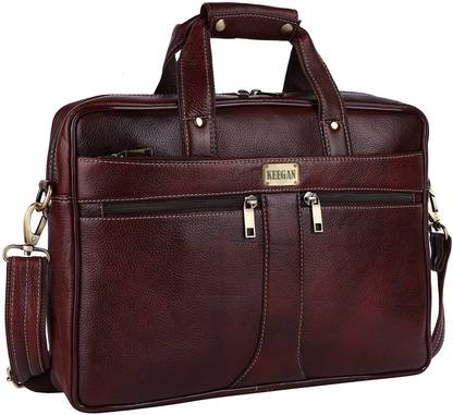 KEEGAN 100% Genuine Premium Leather 16 inch Briefcase Laptop Messenger Office Bag Messenger Bag
