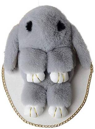 topgifties Women's New Soft Fluffy fur Rabbit Chain Sling Bag/Hand Bag (Multicolour) Waterproof School Bag