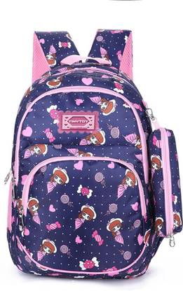 Tinytot Blue School Backpack with Pencil Pouch for 3rd - 10th Std. , Age 7 to 15 Waterproof School Bag