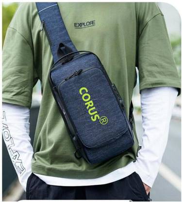 CORUS New Premium Anti Theft Crossbody, Sling Backpack Waterproof Shoulder Bag  (Blue, 10 L)