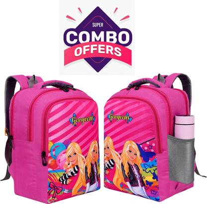 Elon BARBIE Backpack Pre-School For 1st std to 5th std Waterproof School Bag (35 L) Waterproof School Bag