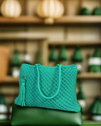 Kasba Macrame Tote Bag |Sea Green | Nylon Macrame | Daily Use Bag Multipurpose Bag