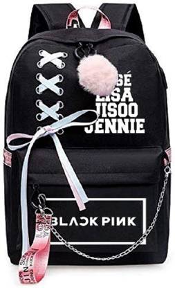 HeartInk Blackpink KPOP Theme Fan Art Laptop Bag Casual School Backpack With USB Charging and Headset Port Waterproof Multipurpose Bag