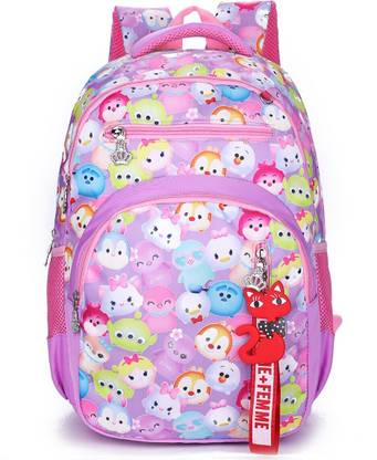 Tinytot Purple School Backpack with Key Ring For 3rd - 10th Std. , Age 7 to 15 Waterproof School Bag