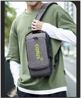 CORUS New Premium Anti Theft Crossbody, Sling Backpack Waterproof Shoulder Bag  (Grey, 10 L)