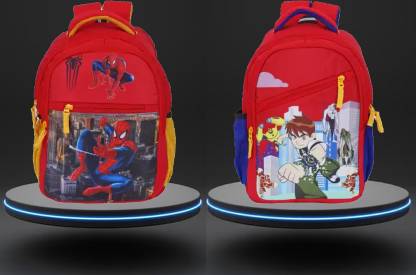 FLEXCY NEW COMBO FOR BOY'S SPIDERMAN & BEN TEN (LKG/UKG/1st/2nd Class) Waterproof School Bag