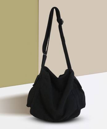 Lyla Multifunction Canvas Hobo Bag Durable Women Men Vintage Style for Work Beach Bla Shoulder Bag