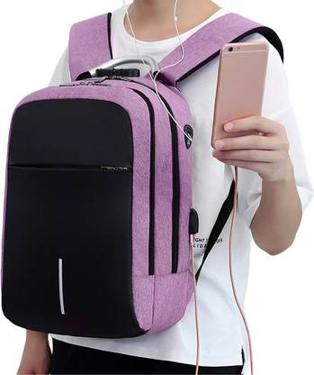 KRAPTICK Metal Handle Bag with USB Cable for Phone Charging with Numeric Lock Mechanism, Laptop Bag