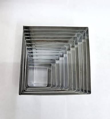 UK Baker Cookie Cutters Set, Square Shape, 12 Piece, Stainless Steel, Assorted Sizes Cookie Cutter