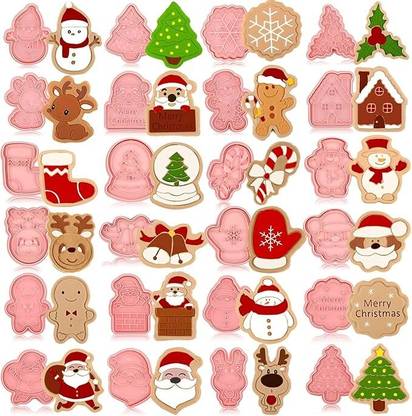 Husaini Mart Christmas Cookie Cutter Set 3D Xmas Tree Cookie Press