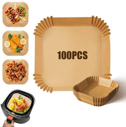 HASTHIP 100pcs Disposable Air Fryer Liner Thicken Paper Oil Absorbent 6.2in Liners Air Fryer