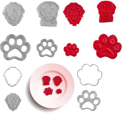 JSA 12 pcs Dog Theme Beagle and Golden Retriever Cookie Fondant cutter and Imprint Cookie Cutter