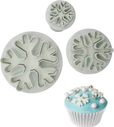 Husaini Mart 3pcs Snowflake Plunger Cutters Snowflake Cookie Fondant Biscuit press Mold Stamp Cookie Cutter