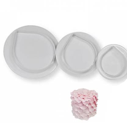 INDO BAKES Rose Petals Plunger Cutter 3pc Cake Decorating Baking Tool Cookie Cutter