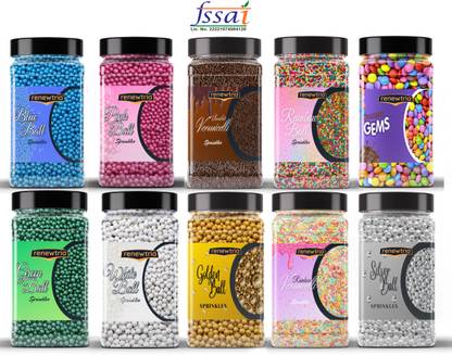 RENEWTRIA Cake Decorating Set,Variety of Cake Sprinkles for Cupcakes & More EACH 200G Sprinkles