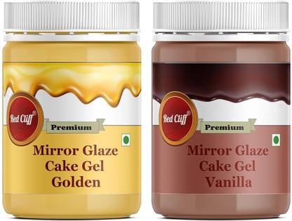 RED CLIFF Golden+Vanilla flavour Mirror Glaze Gel for cake decoration | Combo Icing