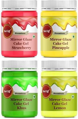 RED CLIFF Pineapple,Strawberry,Khus,Lemon flavour Mirror Glaze Gel cake decoration | Combo Icing