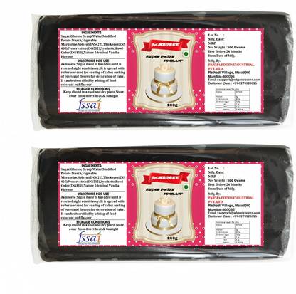 JAMBOREE Black Fondant Sugar Paste for Cake Decoration 200g Each Sugar Paste
