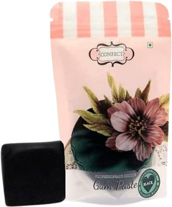 Confect Black Gum Paste Create Elegant Rose, Ruffles & Leafs Flower For Cake Decorating Icing Sugar