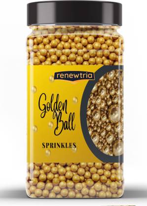 RENEWTRIA Golden Ball Sprinkles for Cake Decoration 200g Sprinkles