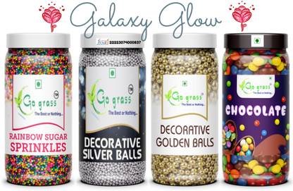 GO GRASS Galaxy Glow ,Variety of Cake Sprinkles for Cupcakes & More / EACH 80GRAM Sprinkles