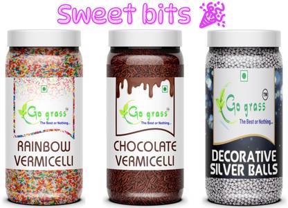 GO GRASS Sweet Bits ,Variety of Cake Sprinkles for Cupcakes & More / EACH 80GRAM Sprinkles