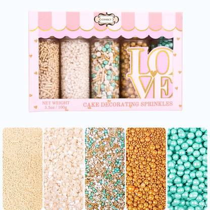 Confect Fairytale Frozen Teal Pearl, Jimmies & White Sparkling Sugar For Cake Decoration Sprinkles