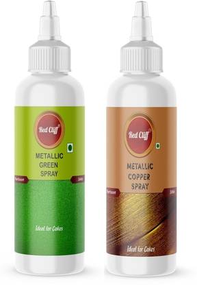 RED CLIFF Metallic Green & Copper Spray Colour | Combo Pack of 2 | Edible Color Ideal Icing