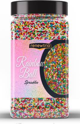 RENEWTRIA Rainbow Sugar Sprinklers for cakes (Multicoloured Balls) Sprinkles