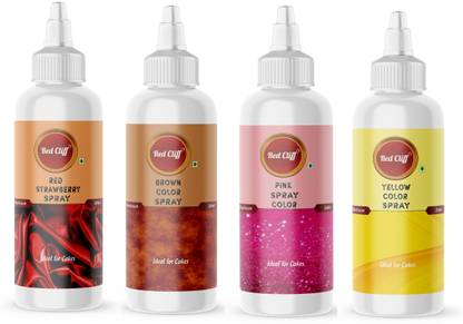 RED CLIFF Premium Edible Spray Color Pack Of 4 | Edible Color Ideal For Cake Decoration | Glitters