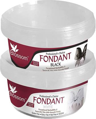 Blossom White - Black Sugar Paste / Fondant 200g - Pack of 2 Sugar Paste