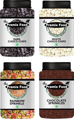 Pramix Cake Decorative Combo of Sprinkles,Dark Choco Chips & White Chocolate Chips400g Chips