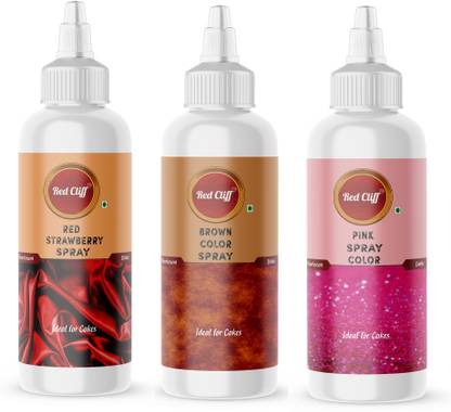 RED CLIFF Premium Edible Spray Color Pack Of 3 | Edible Color Ideal For Cake Decoration | Glitters