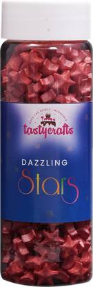 TastyCrafts Edible Red Star Shaped Sugar Sprinkles for Cake Decoration | Star Candy for Cake Decor | Sprinkles for Cake Decorations & Toppings | for Dessert, Cakes, Cupcakes, Waffles, Cookies Topping