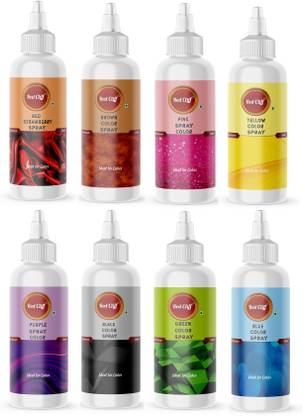 RED CLIFF Premium Edible Spray Color Pack Of 8 | Edible Color Ideal For Cake Decoration | Glitters