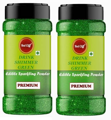 RED CLIFF Sparkling Green Edible Shimmer Powder for Cakes, Drinks, and Desserts Glitters