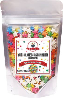 foodfrillz Sugar Sprinklers for cakes (Star Shaped) Sprinkles