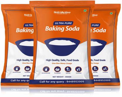 NUTROACTIVE Baking Soda Ultra Pure Aluminium Free 350 g (Pack of 3) Baking Soda Powder