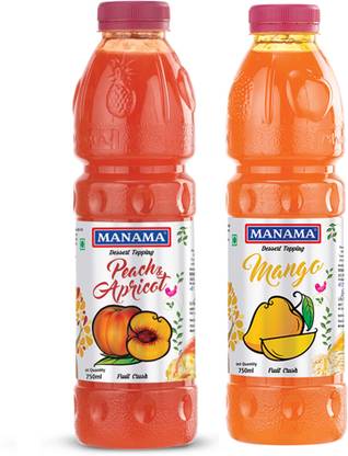 MANAMA Mango Crush and Peach Apricot Crush, Topping for Cakes, Pies and Shakes Topping Liquid