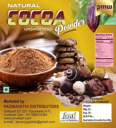 PMW Jar Pack - Natural Cocoa Powder - Unsweetened Sugar Free Cocoa Powder - 500 g Cocoa Powder