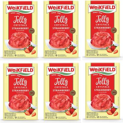WeiKFiELD Strawberry,PadelaSuperStore Jelly Crystals, 90g ( Pack of 6 Jelly Powder