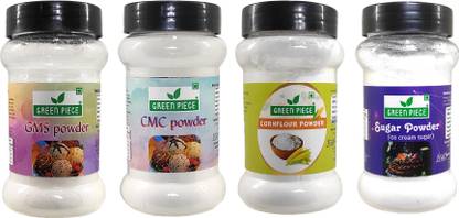 GREEN PIECE Ice cream Powder Combo of CMC - GMS Powder,Cornflour powder And Ice cream Sugar Carboxymethyl Cellulose (CMC) Powder