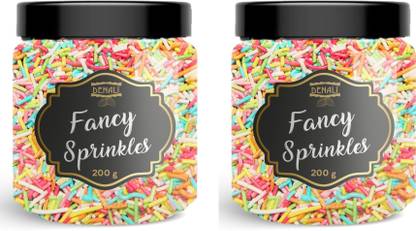 Denali Rainbow Sprinkles|Fancy Strands|Vermicelli Sprinkles|Cake & Ice Cream decoration Topping Solid