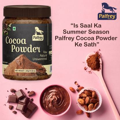 PALFREY Unsweetened & Natural 300g Cocoa Powder for Making Chocolate Cake, Cookies, Chocolate Bread, Shake, Brownies, Chocolate Desserts | Vegan, Keto & Gluten Free With Jar Cocoa Powder