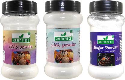 GREEN PIECE Ice cream Powder Combo of CMC Powder and GMS Powder And Ice cream Sugar Carboxymethyl Cellulose (CMC) Powder