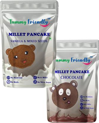 TummyFriendly Foods Millet Pancake Mix - Chocolate, Seeds. HealthyBreakfast. 2 Packs 150g Each Cocoa Powder