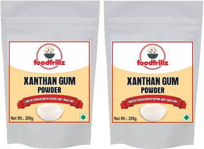 foodfrillz Xanthan Gum Powder, 400 g (200 g x 2) (binding, stabilizing & thickening ingredient gluten free) Egg Substitute Powder