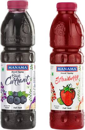 MANAMA Black Currant Crush and Strawberry Crush, Toppings for Cakes, Ice Creams, Shakes Topping Liquid