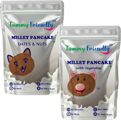TummyFriendly Foods Millet Pancake Mix - Veggies, Dates, Nuts. HealthyBreakfast. 2 Packs 150g Each Cocoa Powder